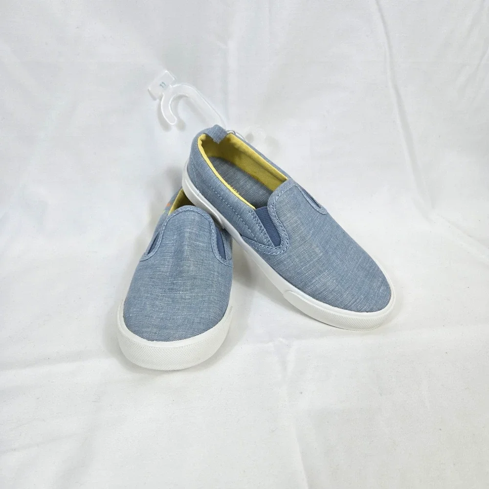 Old Navy Girls‎ Blue Yellow Little Sunshine Slip On Casual Chambray Shoes 11 NEW